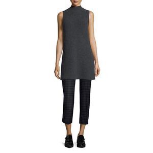 Theory Embree Charmant Mock-Neck Sleeveless Sweater in Dark Charcoal